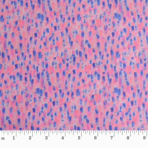 Rain Brush Strokes Blue Pink Cotton